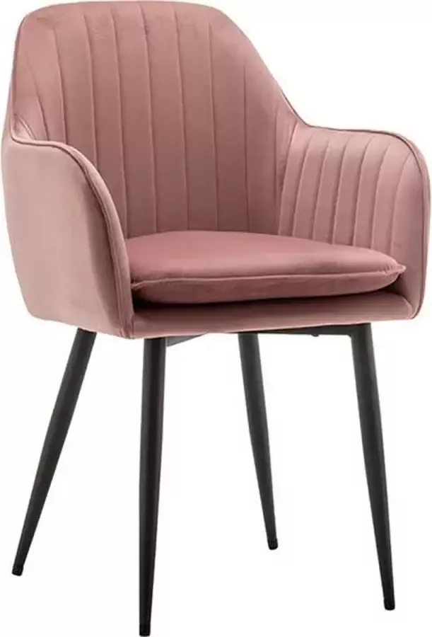 IN-HOME Eetkamerstoel met armleuning Dali Velvet Roos Metaalpoot Fluweel Set van 2