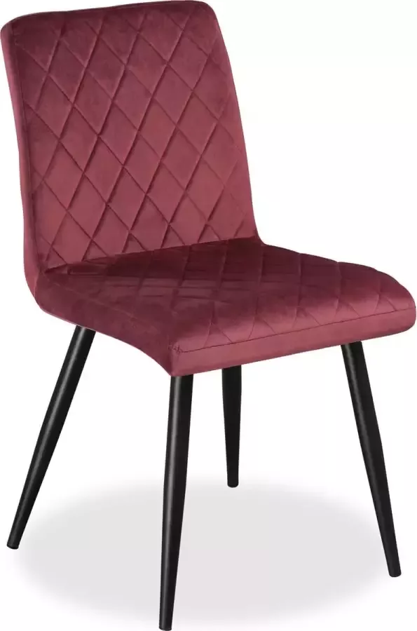 IN-HOME Eetkamerstoelen Bastion Bordeaux Metaalpoot Fluweel Velvet eetstoel