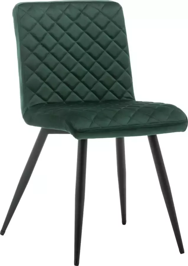 IN-HOME Eetkamerstoelen Bastion Groen Metaalpoot Fluweel Velvet eetstoel