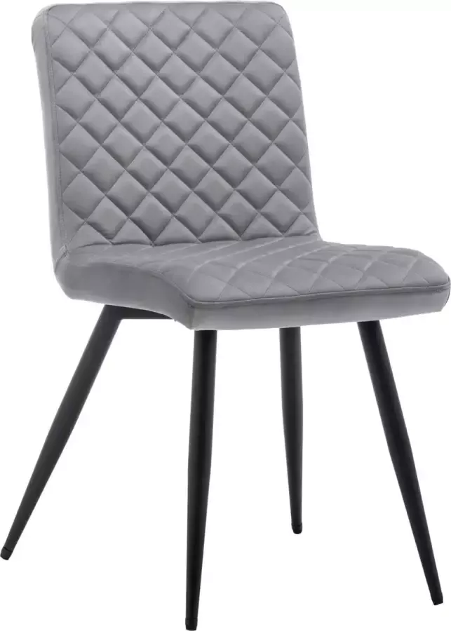 IN-HOME Eetkamerstoelen Set van 6 Bastion Grijs Metaalpoot Fluweel Velvet eetstoel