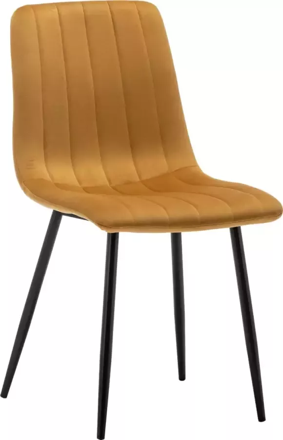 IN-HOMEXL IN-HOME Eetkamerstoelen Farris Geel Metaalpoot Fluweel Velvet eetstoel