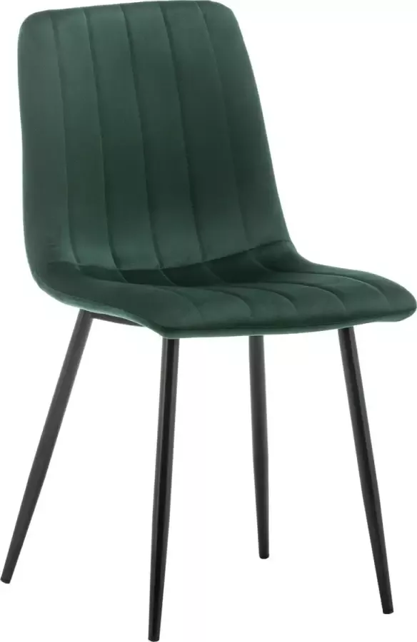 IN-HOMEXL IN-HOME Eetkamerstoelen Farris Groen Metaalpoot Fluweel Velvet eetstoel