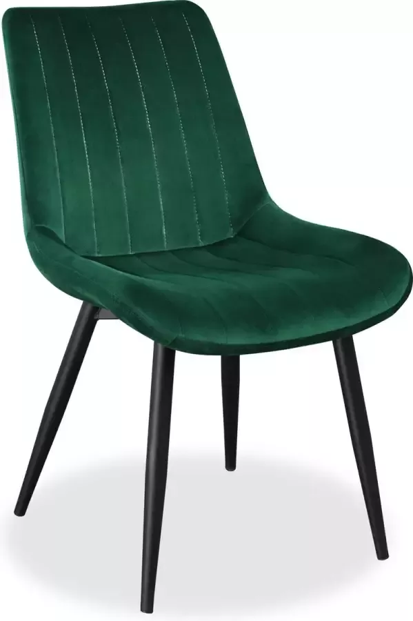 IN-HOMEXL IN-HOME Eetkamerstoelen Loui Groen Metaalpoot Fluweel Velvet eetstoel