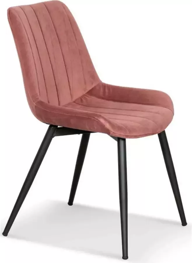 IN-HOMEXL IN-HOME Eetkamerstoelen Set van 2 Loui Roos Metaalpoot Fluweel Velvet eetstoel