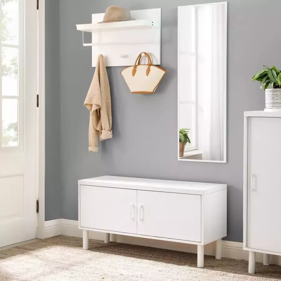 IN-HOMEXL IN-HOME Landelijk Kapstok met Hoedenplank Wandkapstok in Metaal Hout Wit