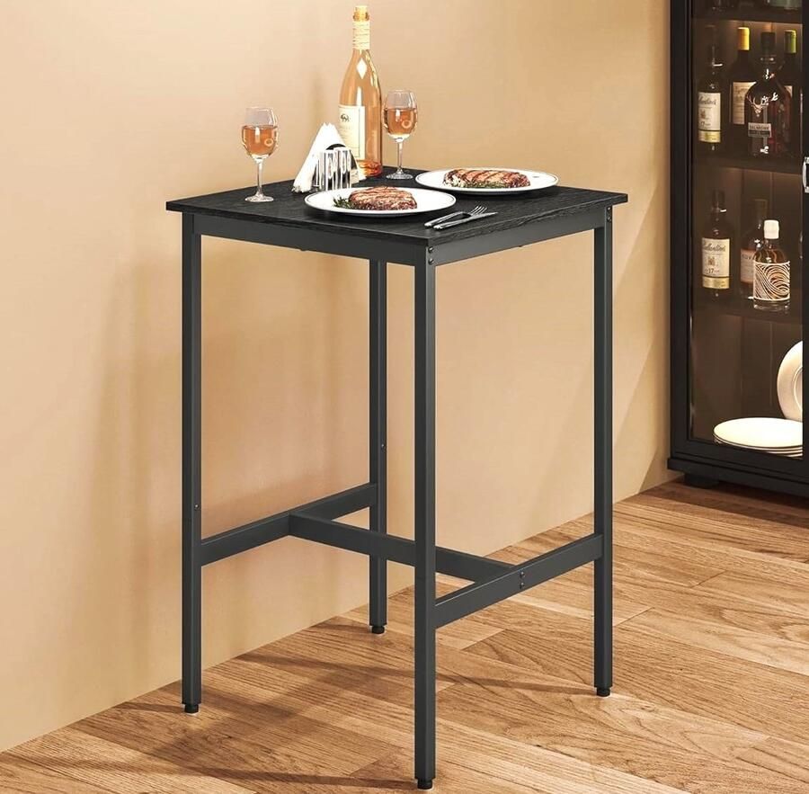 IN-HOMEXL Bartafel Industrieel – Hout & Metaal – Vierkant 55×55×89 cm – Hoge Statafel voor Keuken en Woonkamer – Charco 60x60x92cm (LxBxH) - Foto 2