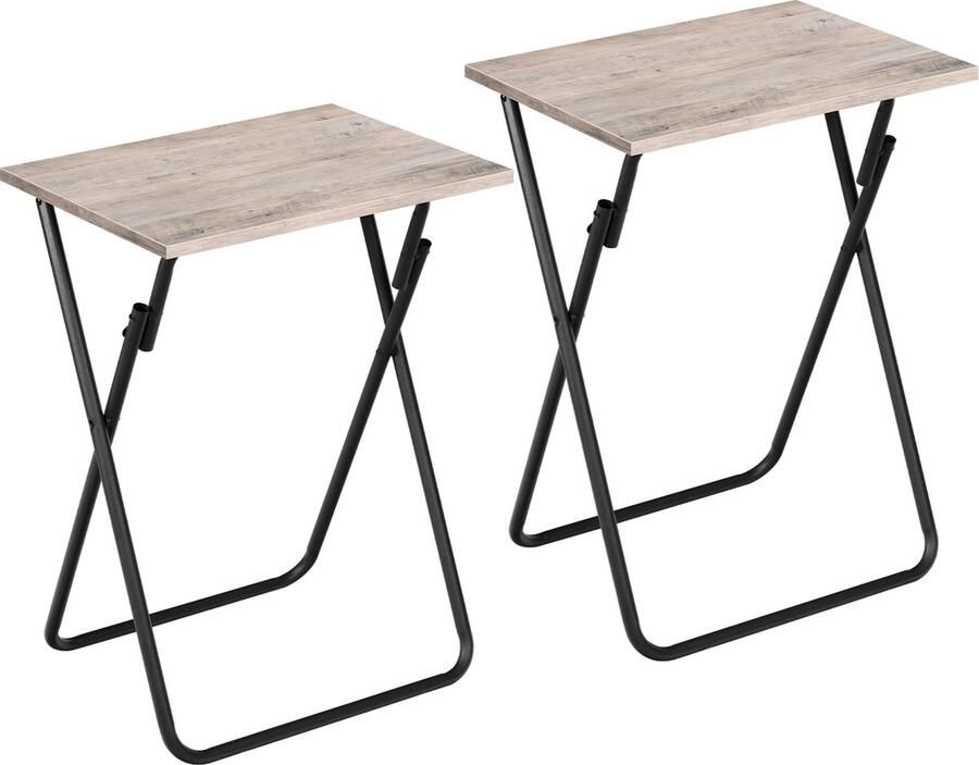 IN-HOMEXL IN.HOMEXL Bijzettafel metaal met hout Bijzettafel set van 2 Grijs- 65cm x 48cm x 35 cm Alviano