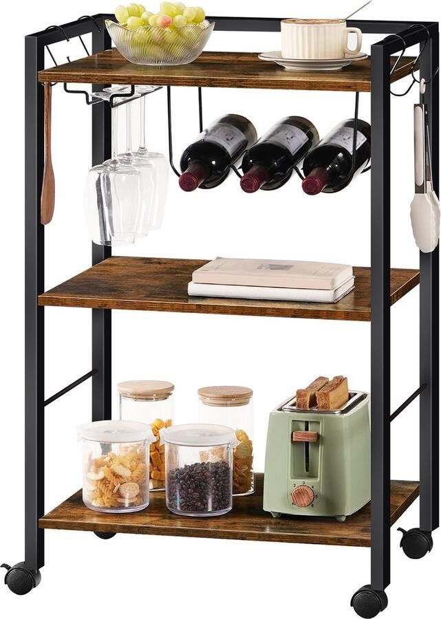 IN-HOMEXL IN.HOMEXL Wijnrek Moselle – Modern en Industrieel Wijnrek met Wijnglashouder – Wijnflessenopslag – 52x40x85 cm