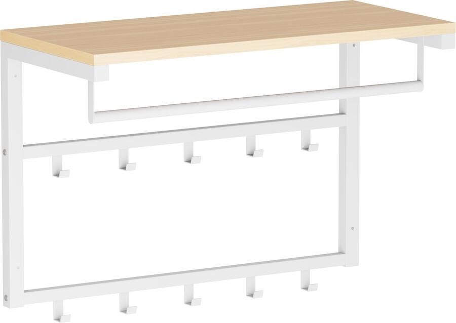 IN-HOMEXL IN.HOMEXL Ramon Kapstokken- Kapstok voor Kledinghangers Industrieel Wit met Zwarte Haken 60x30x42cm 10 Haken Wit