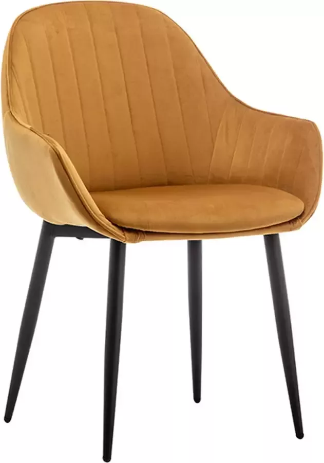 IN-HOMEXL IN.HOMEXL – Bailey Geel Eetkamerstoel met armleuning Fluweel Stoel Eetstoelen Velvet Eetkamerstoel Metaalpoot Fluweel Stoelen Eetkamerstoel set van 4