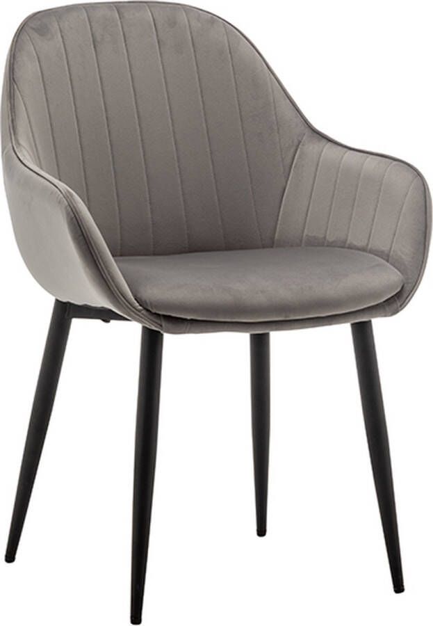 IN-HOMEXL IN.HOMEXL Bailey Grijs Eetkamerstoel met armleuning Fluweel Stoel Eetstoelen Velvet Eetkamerstoel Metaalpoot Fluweel Stoelen