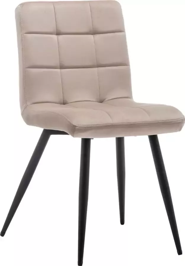 IN-HOMEXL IN.HOMEXL – Bastion Square Beige Eetkamerstoel met zonder armleuning Fluweel Stoel Eetstoelen Velvet Eetkamerstoel Metaalpoot Fluweel Stoelen Eetkamerstoel