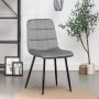 IN-HOMEXL IN.HOMEXL – Farris Square Grijs Eetkamerstoel met zonder armleuning Fluweel Stoel Eetstoelen Velvet Eetkamerstoel Metaalpoot Fluweel Stoelen - Thumbnail 2