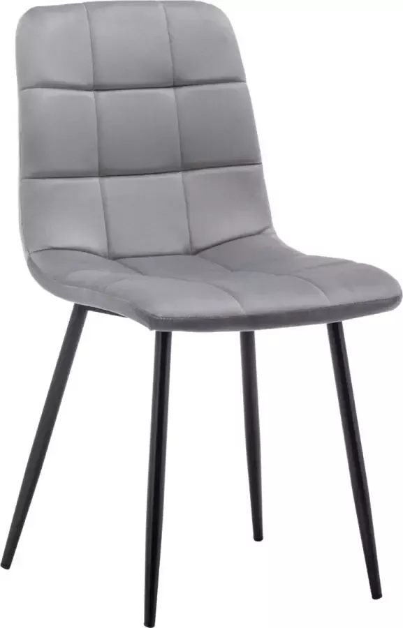 IN-HOMEXL IN.HOMEXL – Farris Square Grijs Eetkamerstoel met zonder armleuning Fluweel Stoel Eetstoelen Velvet Eetkamerstoel Metaalpoot Fluweel Stoelen