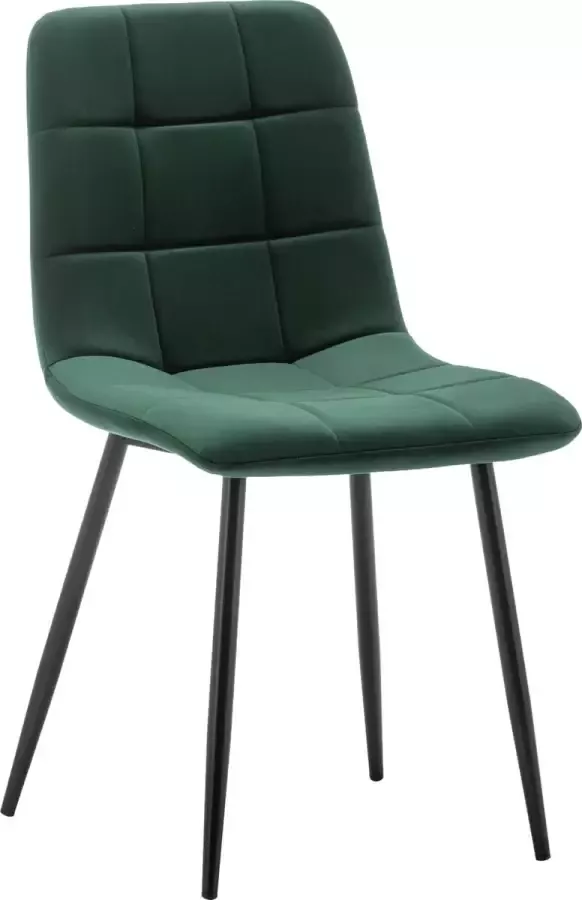 IN-HOMEXL IN.HOMEXL – Farris Square Groen Eetkamerstoel met zonder armleuning Fluweel Stoel Eetstoelen Velvet Eetkamerstoel Metaalpoot Fluweel Stoelen