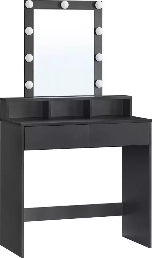 IN-HOMEXL IN.HOMEXL Gabby LED Kaptafel Make up tafel Make up spiegel Kaptafel met spiegel en verlichting -Toilettafel Met lades 145 cm x 80 cm x 40 cm Zwart