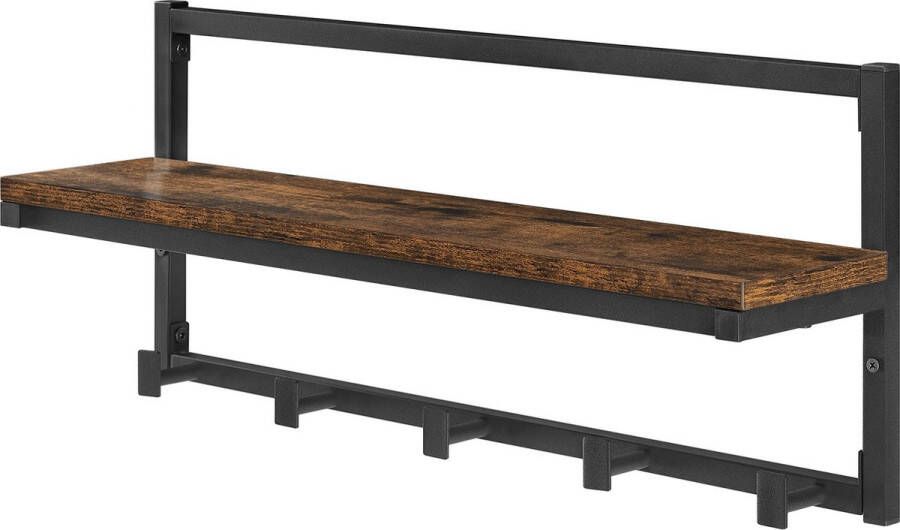 IN-HOMEXL IN.HOMEXL – Goodwill Kapstokken Kapstok met Haken voor Kledinghangers Industrieel Honingbruin met Zwarte Haken 80x30x42cm 10 Haken