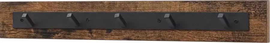 IN-HOMEXL IN.HOMEXL Kapstok met Plank Kapstokken met 5 Haken voor Kledinghangers Industrieel Vintage Bruin met Zwarte Haken 67x4x4 5cm