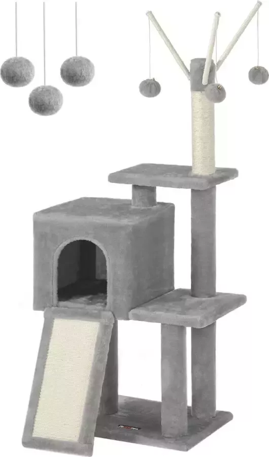 IN-HOMEXL IN.HOMEXL Kattenboom Purrfect Kattenmeubel met Hangmat en Krabpaal Kattentoren Grijs 42x32x118cm