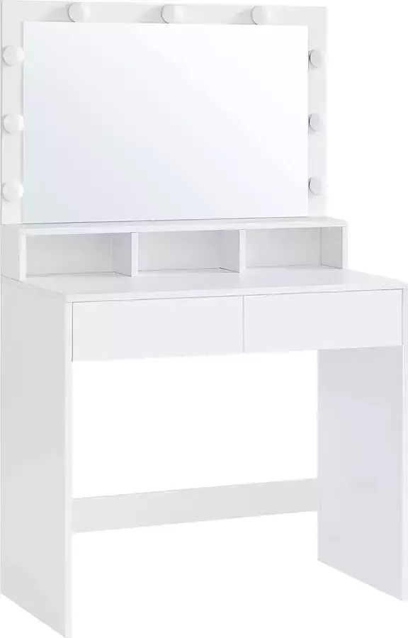 IN-HOMEXL IN.HOMEXL Lazlo Led Kaptafel Make up tafel Kaptafel met spiegel en verlichting Make up Toilettafel -Met lades 140 cm x 80 cm x 40 cm Wit
