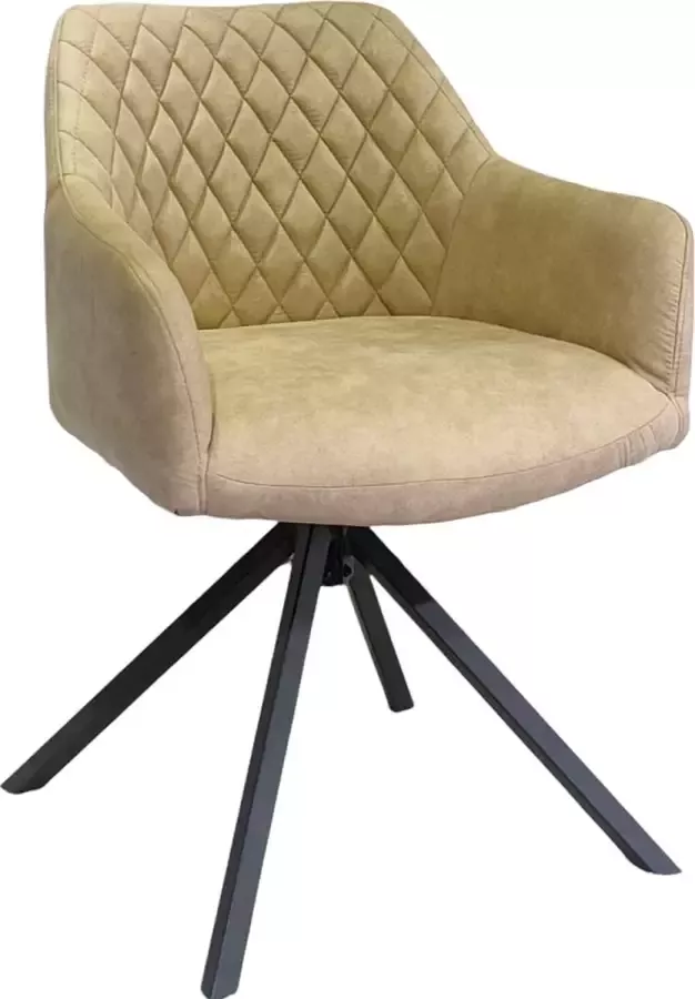 IN-HOMEXL IN.HOMEXL Maeve Beige Eetkamerstoel met armleuning Kunstleer Stoel Eetstoelen Microvezel Eetkamerstoel Metaalpoot Kunstleer Stoelen Beige Eetkamerstoel