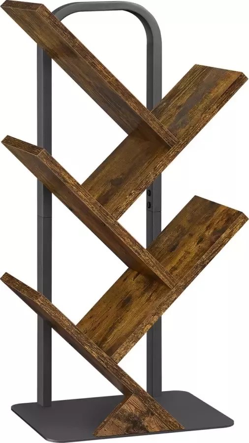 IN-HOMEXL IN.HOMEXL Pabay- Boekenkast met 5 planken en lades- Industriële boekenplank – Industrieel Boekenrek Metaal Hout Zwart Bruin 143 x 39 x 23 cm - Foto 2