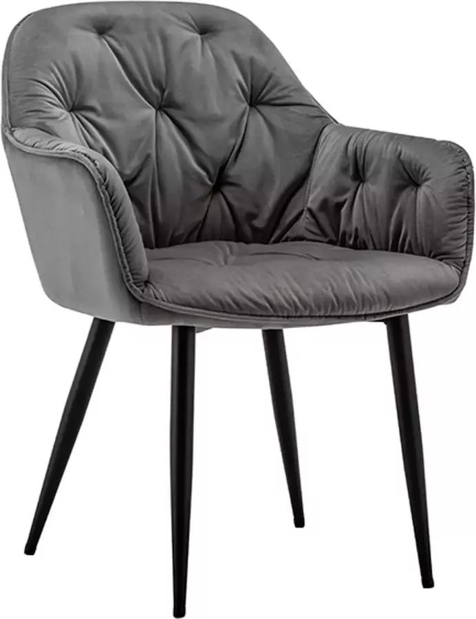IN-HOMEXL IN.HOMEXL – Roseberry Grijs Eetkamerstoel met armleuning Fluweel Stoel Eetstoelen Velvet Eetkamerstoel Metaalpoot Fluweel Stoelen