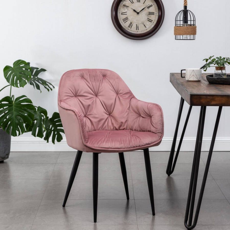 IN-HOMEXL IN.HOMEXL – Roseberry Roos Eetkamerstoel met armleuning Fluweel Stoel Eetstoelen Velvet Eetkamerstoel Metaalpoot Fluweel Stoelen Eetkamerstoel set van 8