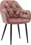 IN-HOMEXL IN.HOMEXL – Roseberry Roos Eetkamerstoel met armleuning Fluweel Stoel Eetstoelen Velvet Eetkamerstoel Metaalpoot Fluweel Stoelen - Thumbnail 2