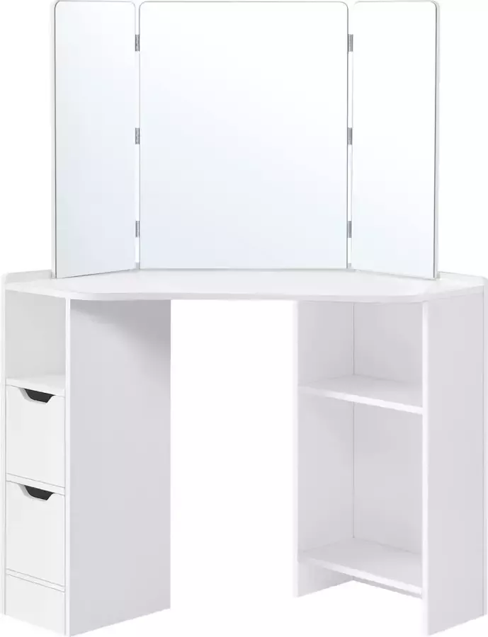 IN-HOMEXL IN.HOMEXL Shannie Kaptafel Make up tafel Kaptafel met spiegel Toilettafel -Met lades 140 cm x 110 cm x 46 cm Wit