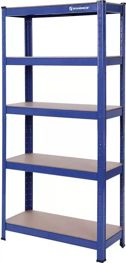 IN-HOMEXL IN.HOMEXL Stellingkast Brock Rek voor Zware Lasten Kelderrek 150 x 75 x 30 cm tot 650 kg belastbaar 5 verstelbare planken Werkplaatsrek Set van 2 Blauw