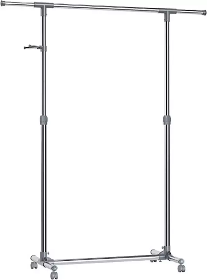 IN-HOMEXL IN.HOMEXL Wanzer Kledingrek op Wieltjes Stevige Wieltjes Verstelbare Lengte en Hoogte -Capaciteit tot wel 30 kg Premium Afwerking 79 x 44 x 165 cm Grijs