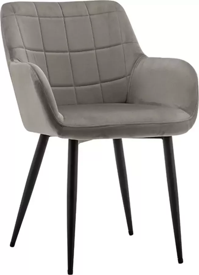 IN-HOMEXL IN.HOMEXL – Yves Grijs Eetkamerstoel met armleuning Fluweel Stoel Eetstoelen Velvet Eetkamerstoel Metaalpoot Fluweel Stoelen Eetkamerstoel set van 2