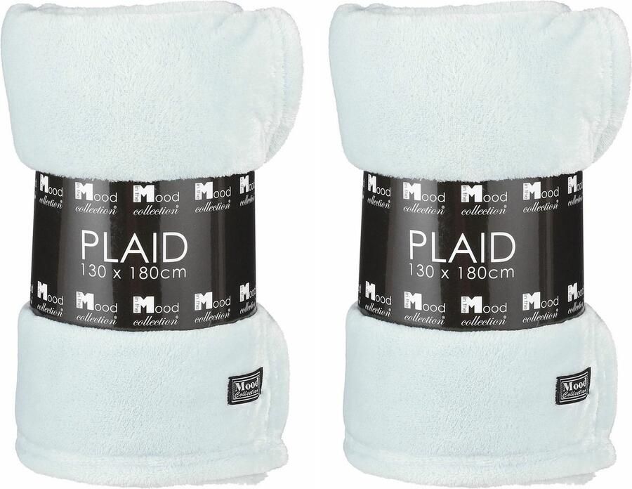 In The Mood Fleece deken 2x mintgroen 130 x 180 cm polyester fleeceplaid Bank deken plaid