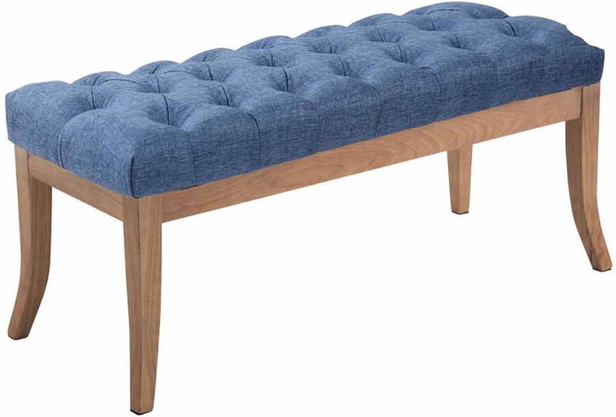 Antieke Halbank Jessie 100cm Blauw Stof Bank Gangbank Eetbank