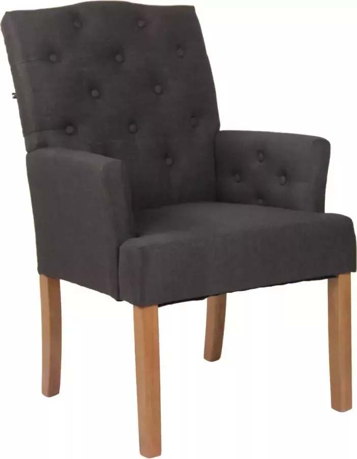 Inandoutdoormatch Antieke stoel Ezra Donkergrijs Met armleuning en rugleuning Woonkamerstoel Eetkamerstoel Stof Zithoogte 47cm moederdag cadeautje