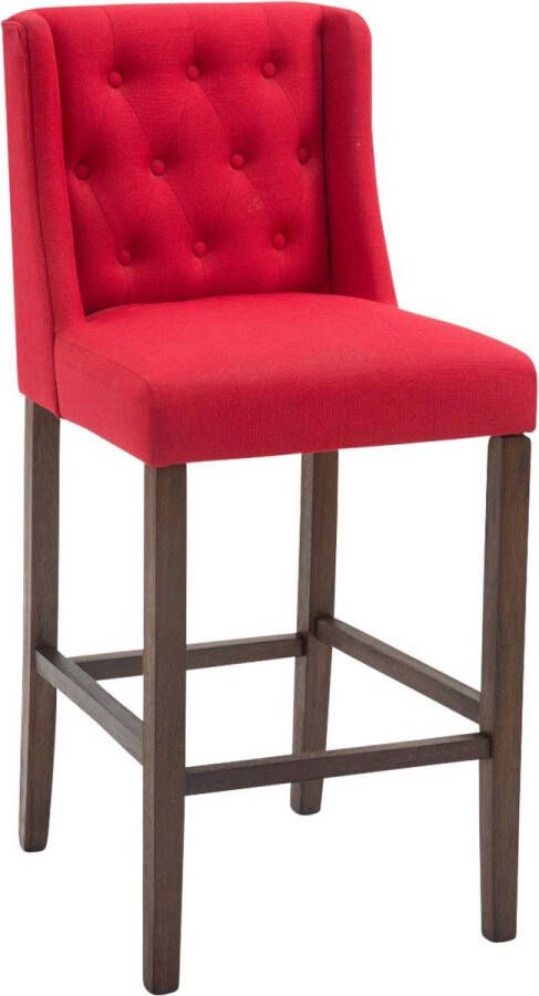 Inandoutdoormatch Barkruk Bastian Deluxe Rood Luxe Design Set van 1 Voetensteun 4-Poots Onderstel Voor Keuken en Bar Zitting Gestoffeerd Vaderdag cadeau