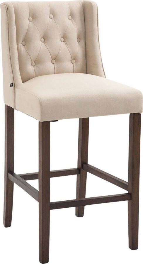 Inandoutdoormatch Barkruk Daniella Deluxe Beige Luxe Design Set van 1 Voetensteun 4-Poots Onderstel Voor Keuken en Bar Gestoffeerde Zitting Vaderdag cadeau