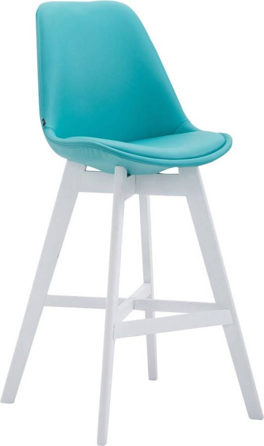 In and outdoor match Barkruk Else Deluxe Blauw Imitatie Leder Luxe Design Set van 1 Rugleuning Voetensteun Voor Keuken en Bar Gestoffeerde Zitting