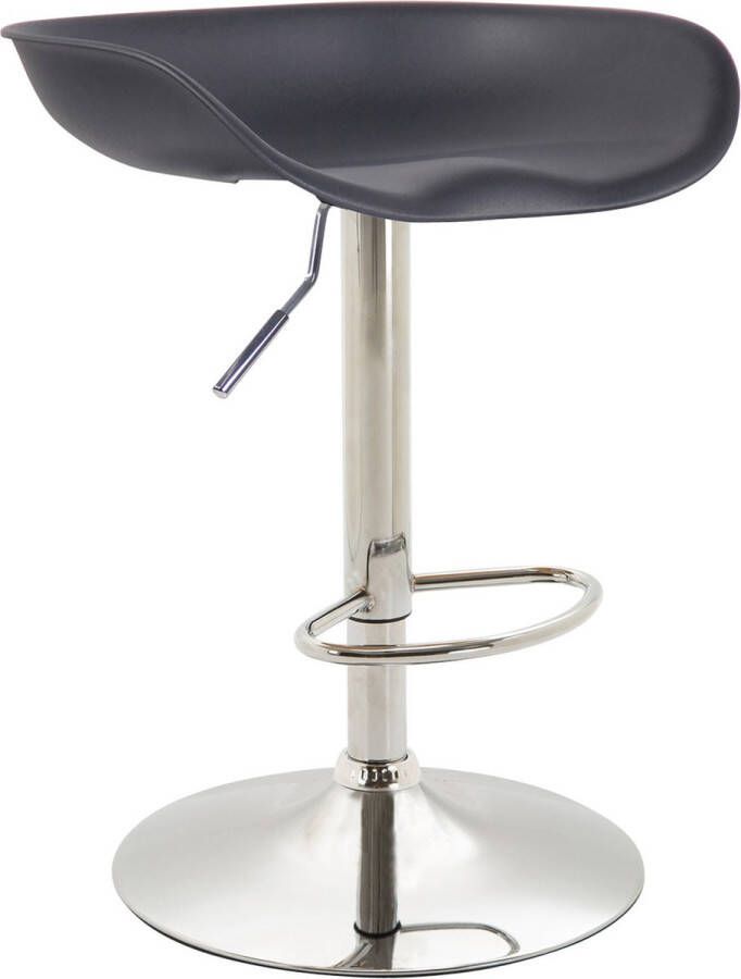 Inandoutdoormatch Barkruk Elyse Grijs Modern Design Kunststof Zitschaal Chroom Voor Keuken en Bar Voetsteun Kunststof Zitting Vaderdag cadeau