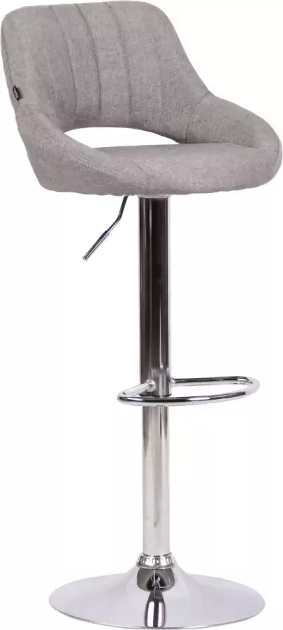 Inandoutdoormatch Barkruk Hipo Grey chroom Stof Zithoogte 60-81cm Ergonomische barstoelen In hoogte verstelbaar Set van 1 Met rugleuning Voor keuken en bar Vaderdag cadeau