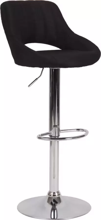 Inandoutdoormatch Barkruk Hipo Zwart chroom Stof Zithoogte 60-81cm Ergonomische barstoelen In hoogte verstelbaar Set van 1 Met rugleuning Voor keuken en bar Vaderdag cadeau - Foto 2