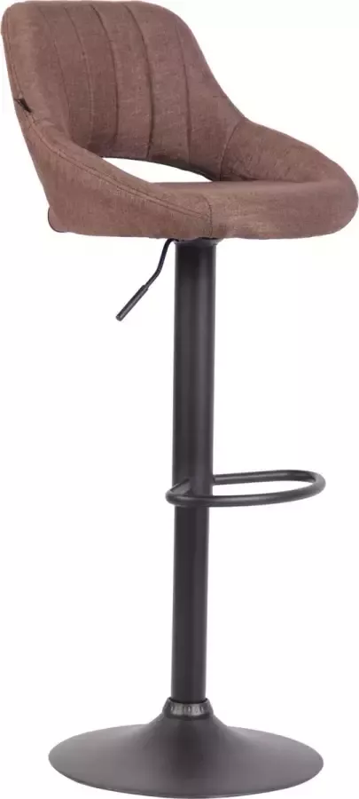 Unbranded Barkruk Miza Bruin zwart Stof 60-81cm zithoogte Ergonomische barstoelen In hoogte verstelbaar Set van 1 Met rugleuning Voor keuken en bar