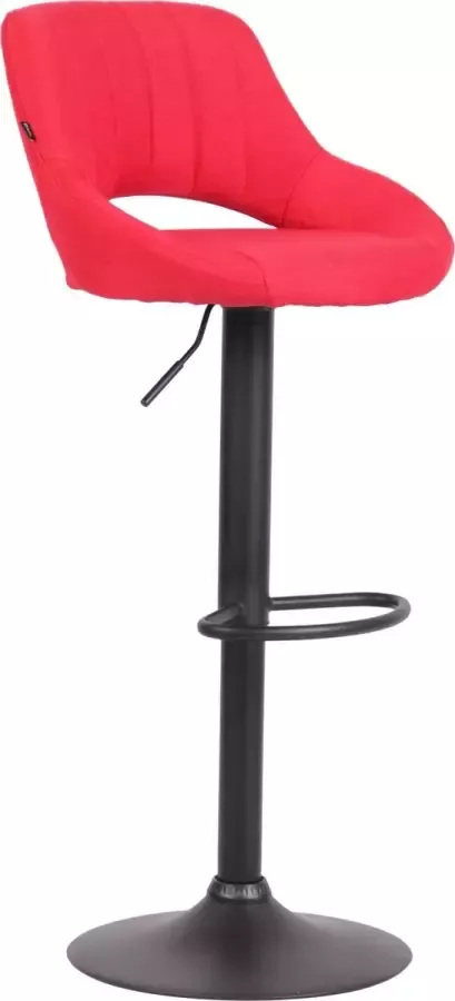 Inandoutdoormatch Barkruk Miza Rood Zwart Stof 60-81cm zithoogte Ergonomische barstoelen In hoogte verstelbaar Set van 1 Met rugleuning Voor keuken en bar Vaderdag cadeau - Foto 3