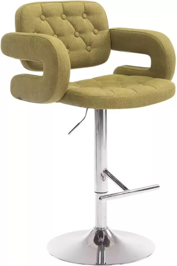 inandoutdoormatch Barkruk Oswald Deluxe Groen Luxe Barkruk Ergonomische Barstoelen In Hoogte Verstelbaar Set van 1 Met Rugleuning Armleuning Voetensteun Voor Keuken en Bar Stoffen Bekleding Gestoffeerde Zitting Vaderdag cadeau