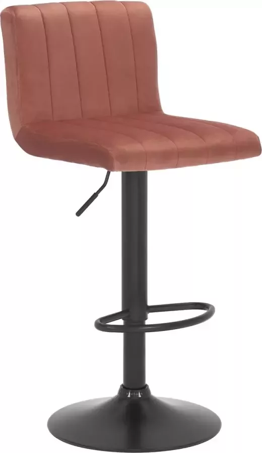 inandoutdoormatch Barkruk Parida Velvet roze Zithoogte 62-83 cm Met rugleuning In hoogte verstelbaar Set van 1 Ergonomische barstoelen Keuken Vaderdag cadeau