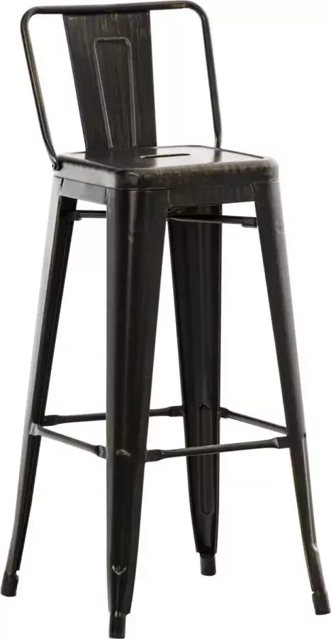 in and outdoor match Barkruk Recto Met rugleuning Set van 1 Antiek Ergonomisch Barstoelen voor keuken of kantine Bruin goud Metaal Zithoogte 77cm
