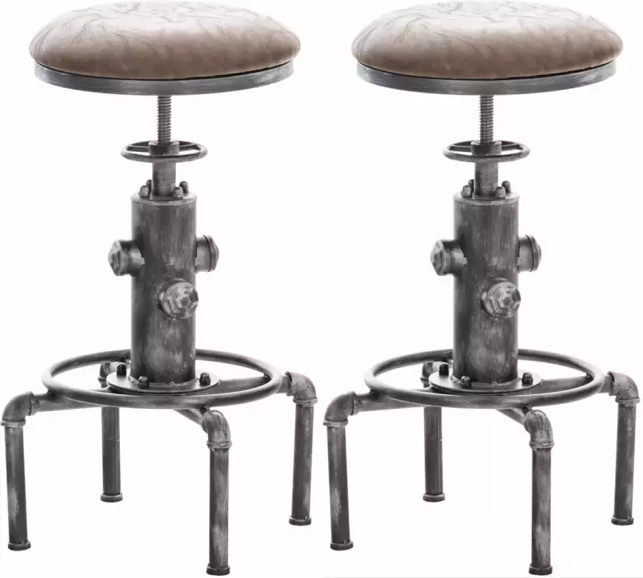 Unbranded Barkruk Vintage Metaal Bruin Zithoogte 63-79 cm Industrieel Set van 2 In hoogte verstelbaar Voor keuken en bar Zonder rugleuning Ergonomische barstoelen