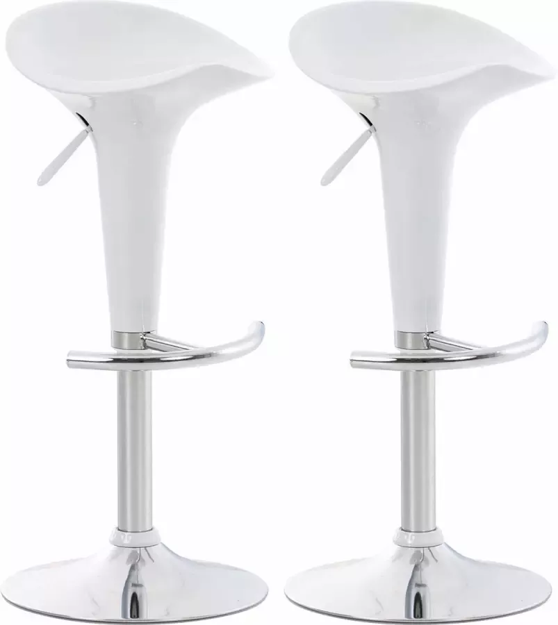in and outdoor match Barkrukken wit kunststof in hoogte verstelbaar zithoogte 60 tot 81 cm 360 graden draaibaar Set van 2 barkrukken modern