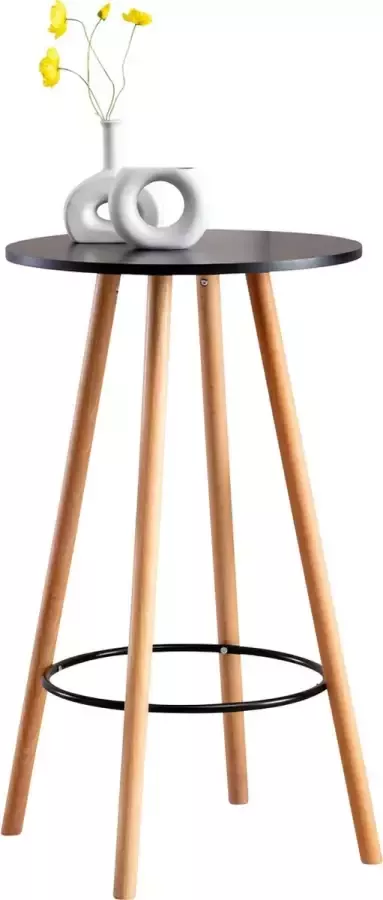 Bartafel modern Rond Bartafel voor Binnen & Buiten Hout Feesttafel Zwart 60x60x107cm